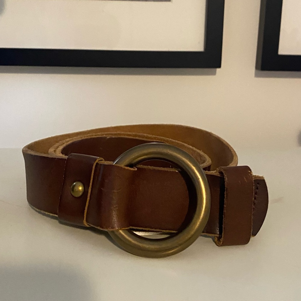 Lucky Brand Brown Leather Belt with Brass Buckle